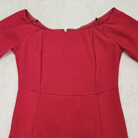 Preloved Bebe Red Midi Sheath Dress Size 4 Formal Feminine Party Office Glam - Picture 4 of 11
